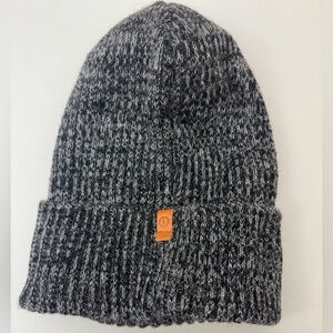 Charcoal Knit Beanie with Leather Tag